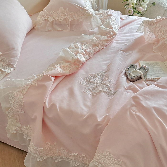 91家纺网 家纺一手货源 找家纺 （总）吾欢心 2026新款糯小棉蝶恋花床盖款夏被四件套