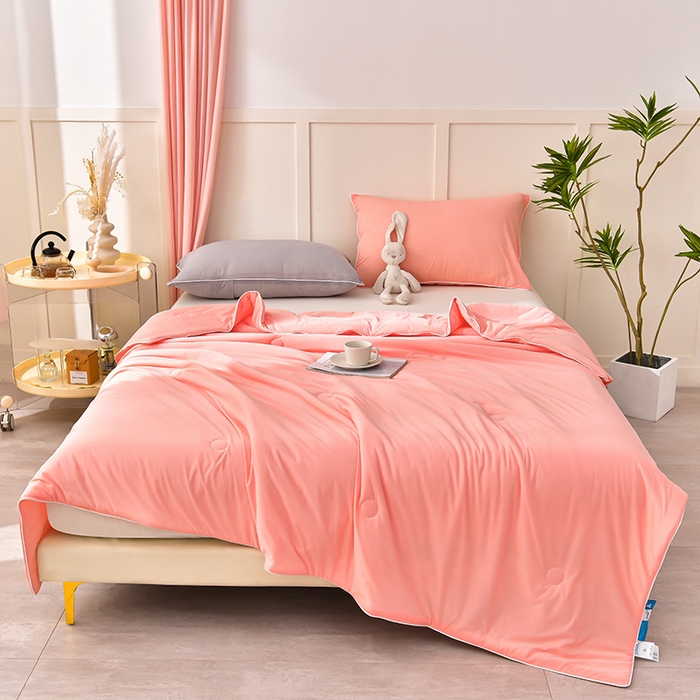 91家纺网 家纺一手货源 找家纺 永耀家纺 2026新款冷感冰激淋纯色凉感丝夏被空调被夏凉被 颜玉