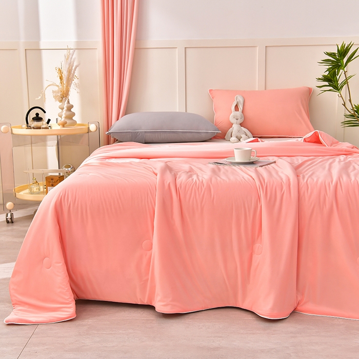 91家纺网 家纺一手货源 找家纺 永耀家纺 2026新款冷感冰激淋纯色凉感丝夏被空调被夏凉被 颜玉