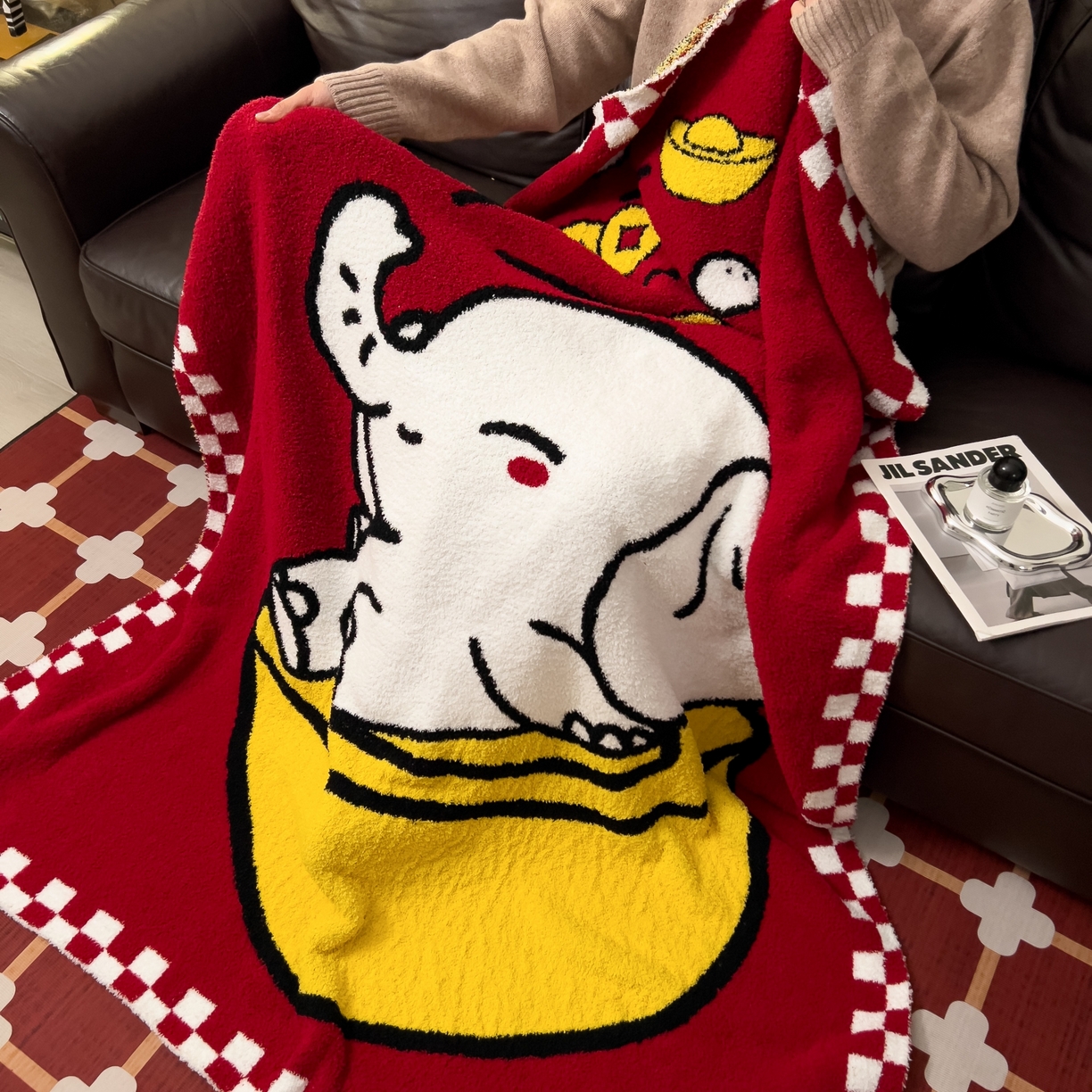 91家纺网 家纺一手货源 找家纺 安莱生活 2026新款针织绒毯毛毯毯子 象