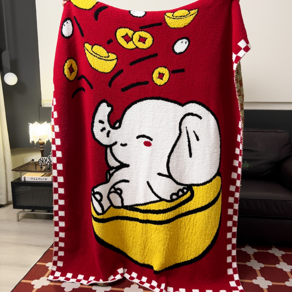 91家纺网 家纺一手货源 找家纺 安莱生活 2026新款针织绒毯毛毯毯子 象