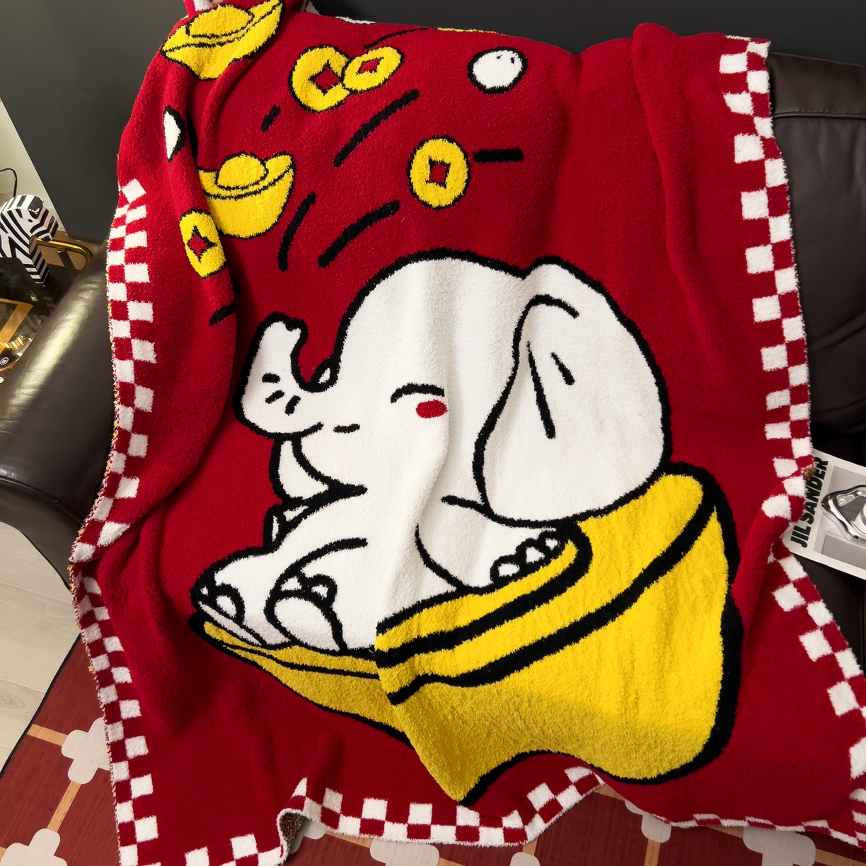 91家纺网 家纺一手货源 找家纺 安莱生活 2026新款针织绒毯毛毯毯子 象