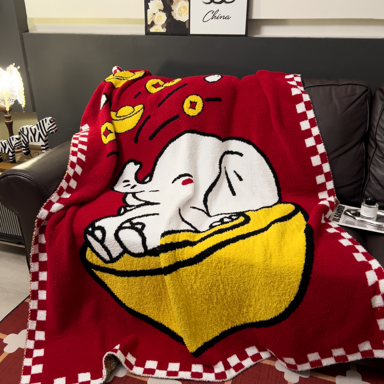 安莱生活 2026新款针织绒毯毛毯毯子 象