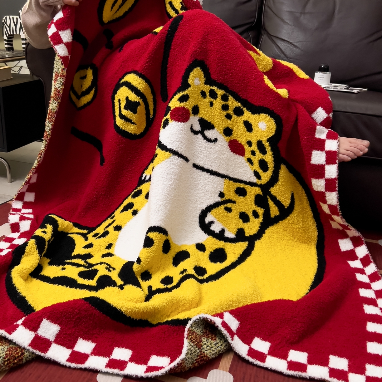 91家纺网 家纺一手货源 找家纺 安莱生活 2026新款针织绒毯毛毯毯子 豹