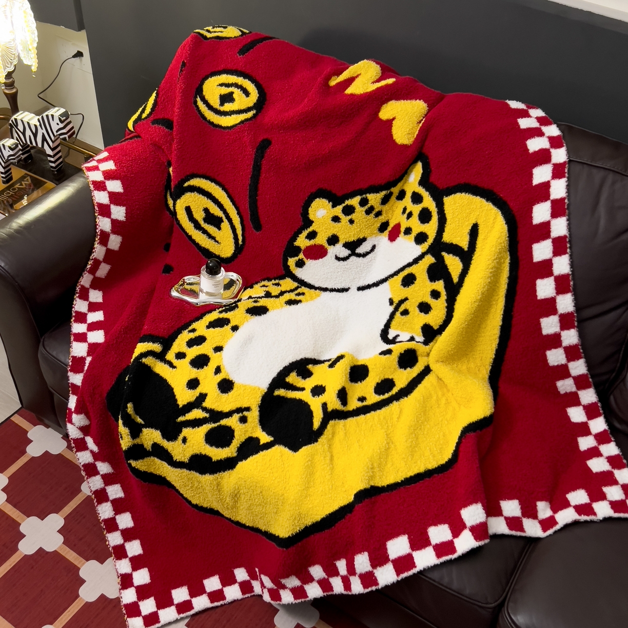 91家纺网 家纺一手货源 找家纺 安莱生活 2026新款针织绒毯毛毯毯子 豹