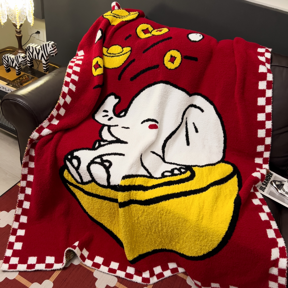 91家纺网 家纺一手货源 找家纺 安莱生活 2026新款针织绒毯毛毯毯子 象