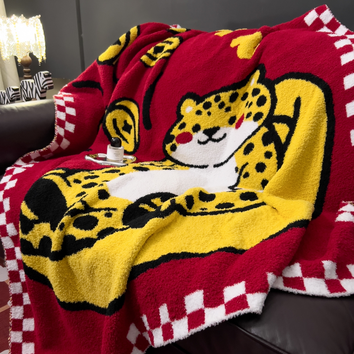 91家纺网 家纺一手货源 找家纺 安莱生活 2026新款针织绒毯毛毯毯子 豹