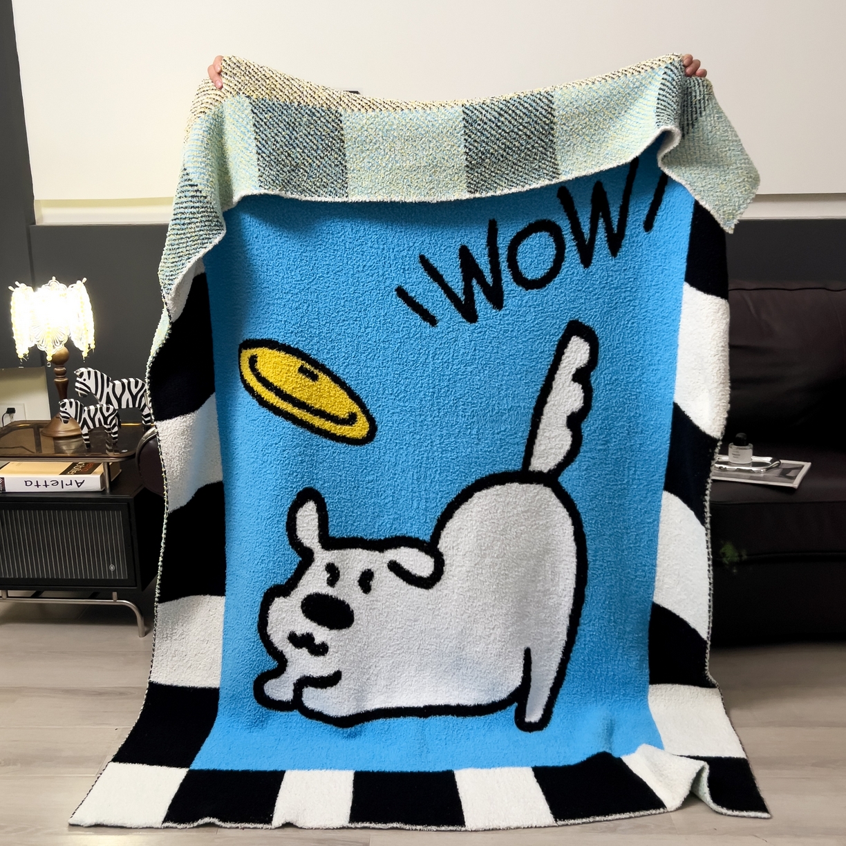 91家纺网 家纺一手货源 找家纺 安莱生活 2026新款针织绒毯毛毯毯子 小狗图案