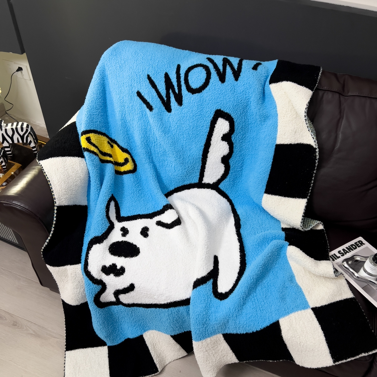 91家纺网 家纺一手货源 找家纺 安莱生活 2026新款针织绒毯毛毯毯子 小狗图案