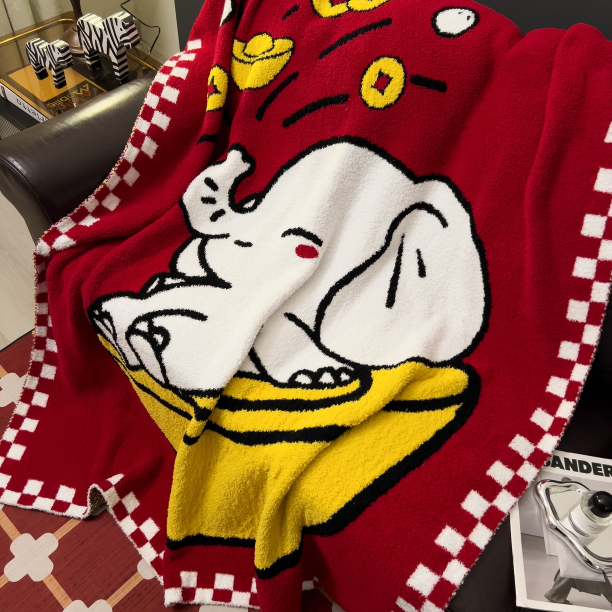 91家纺网 家纺一手货源 找家纺 安莱生活 2026新款针织绒毯毛毯毯子 象