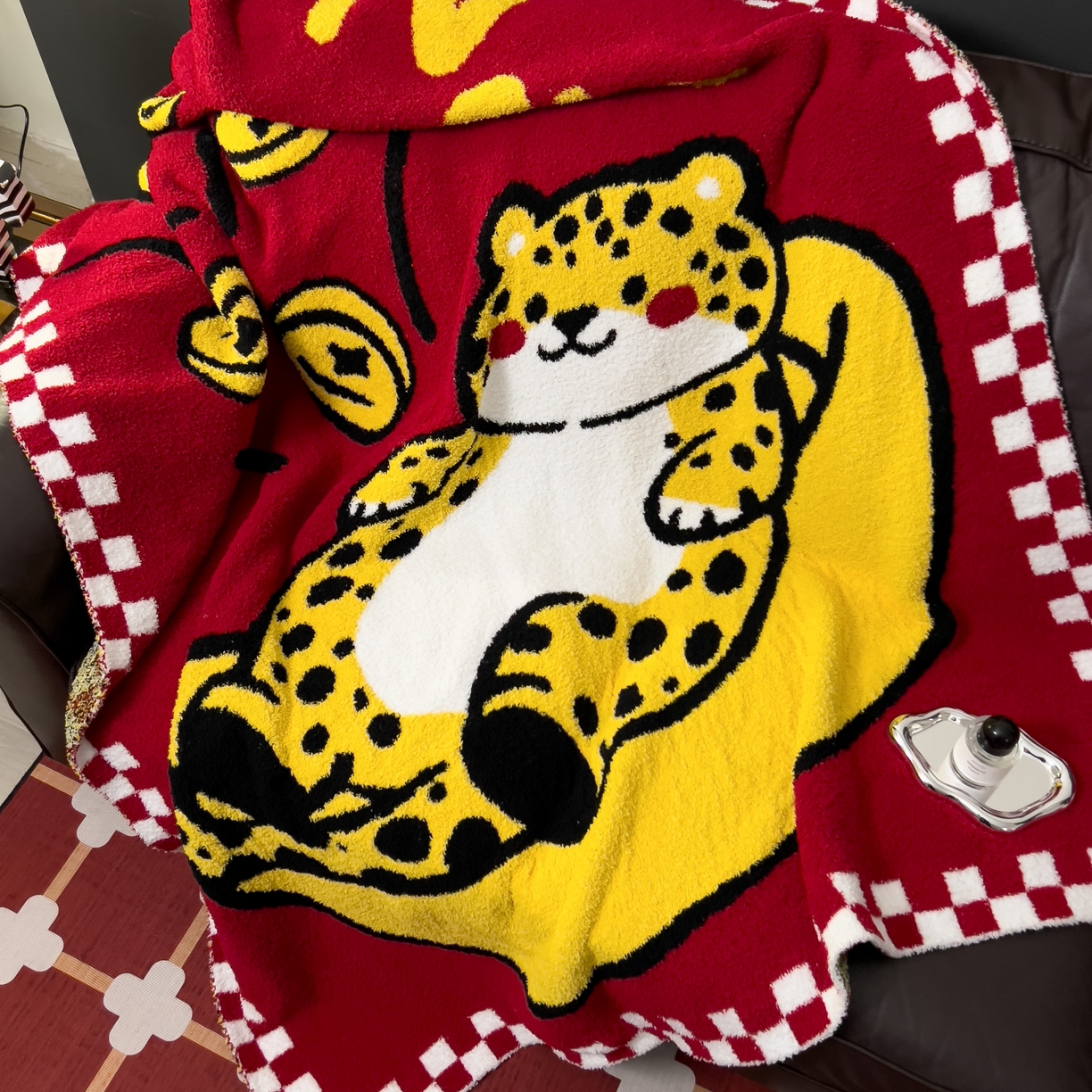 91家纺网 家纺一手货源 找家纺 安莱生活 2026新款针织绒毯毛毯毯子 豹