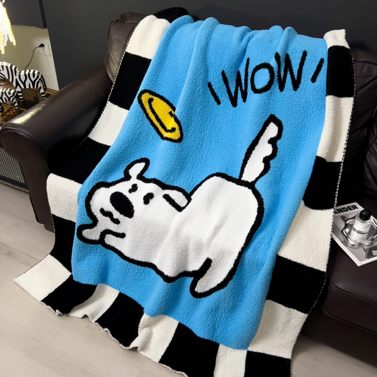 91家纺网 家纺一手货源 找家纺 安莱生活 2026新款针织绒毯毛毯毯子 小狗图案