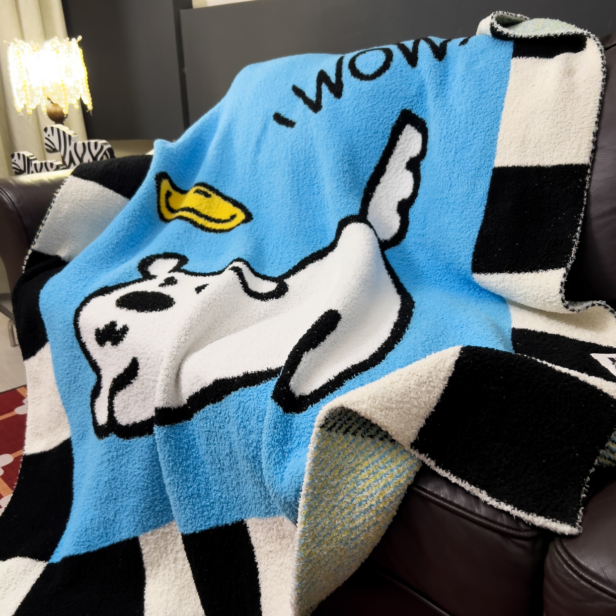 91家纺网 家纺一手货源 找家纺 安莱生活 2026新款针织绒毯毛毯毯子 小狗图案