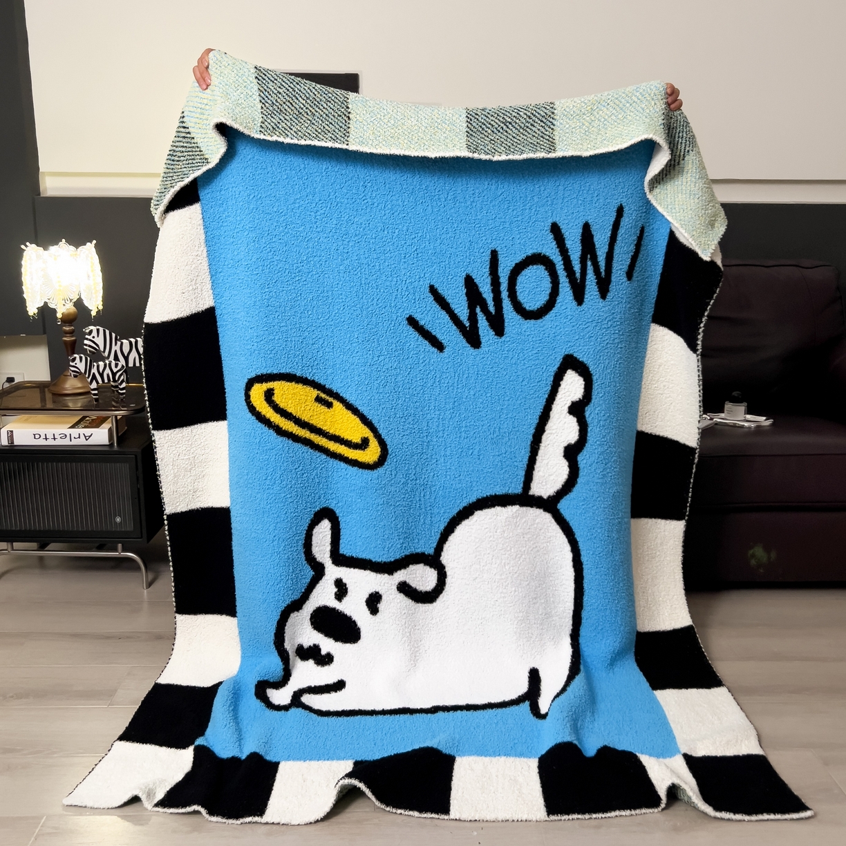 91家纺网 家纺一手货源 找家纺 安莱生活 2026新款针织绒毯毛毯毯子 小狗图案