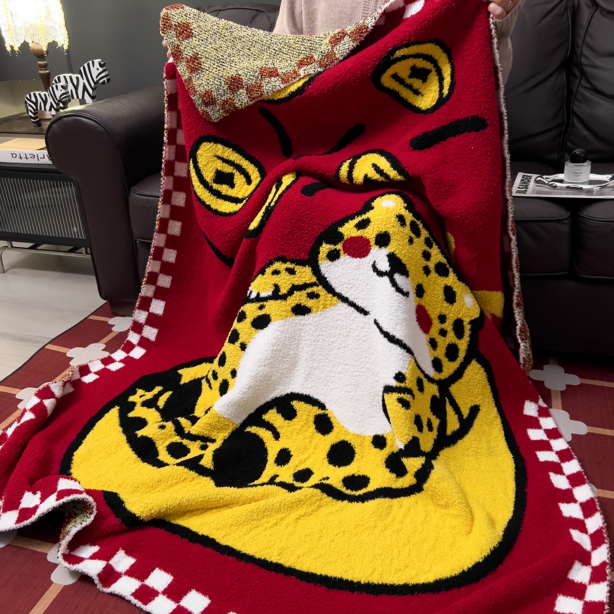 91家纺网 家纺一手货源 找家纺 安莱生活 2026新款针织绒毯毛毯毯子 豹