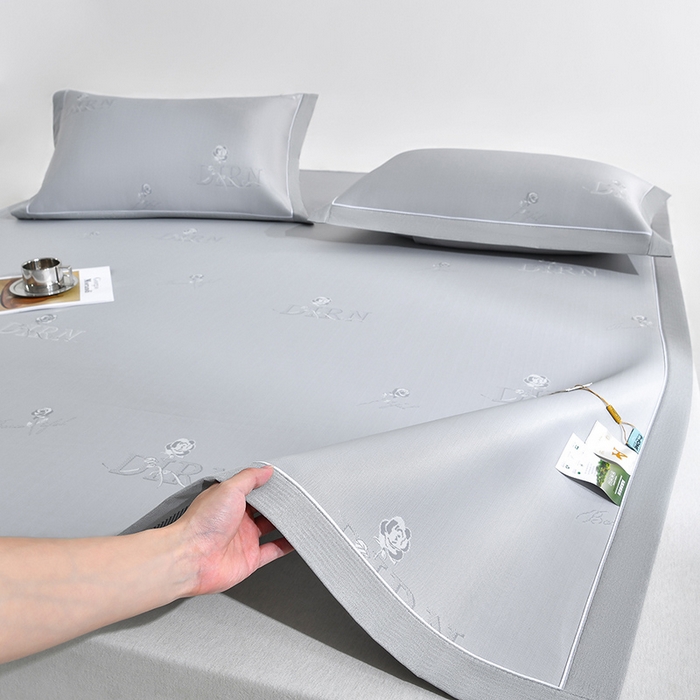 91家纺网 家纺一手货源 找家纺 （总）小牛席业 2026新款【实拍风格】双PE高凉感-迪恩玫瑰提花冰丝席凉席竹席藤席冰藤席乳胶席豆豆席