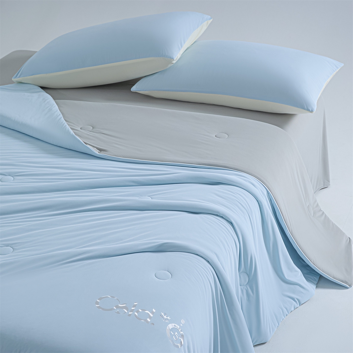 91家纺网 家纺一手货源 找家纺 永耀家纺 2026新款纯色双拼凉感丝大豆夏被夏凉被空调被 凉感-蓝灰