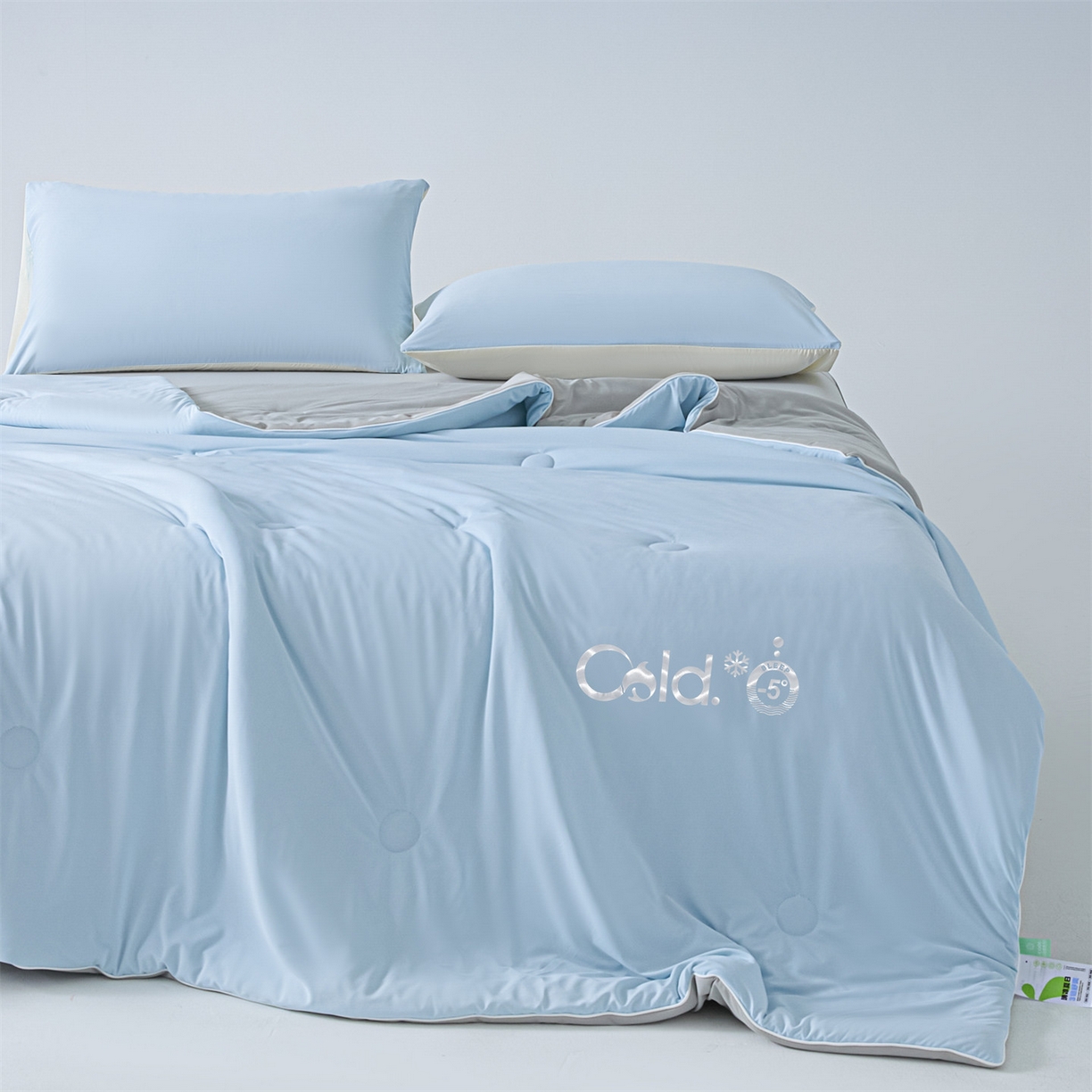 91家纺网 家纺一手货源 找家纺 永耀家纺 2026新款纯色双拼凉感丝大豆夏被夏凉被空调被 凉感-蓝灰