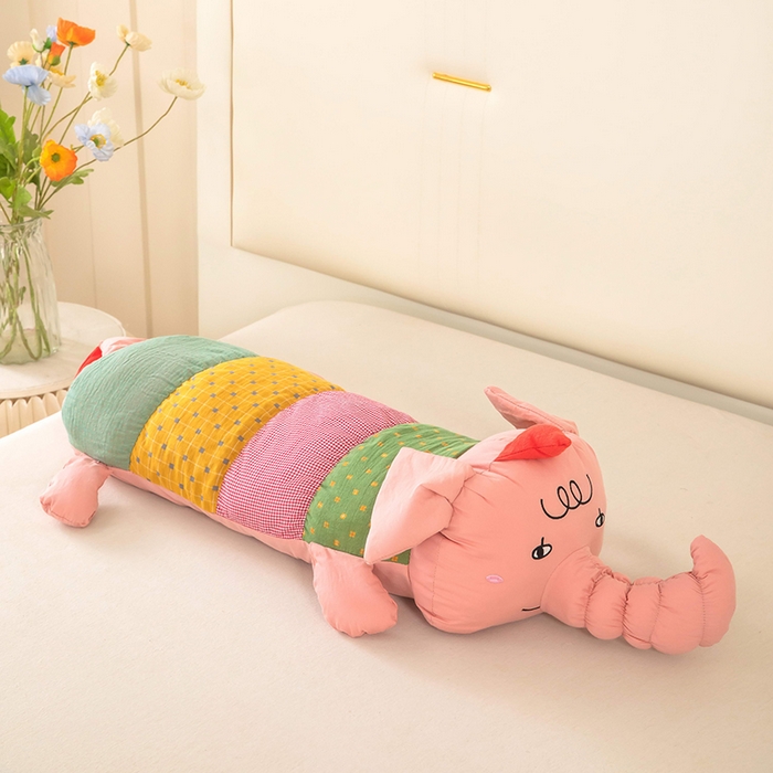 91家纺网 家纺一手货源 找家纺 梦莱家纺 2026新款多彩小象荞麦枕 多彩小象-粉