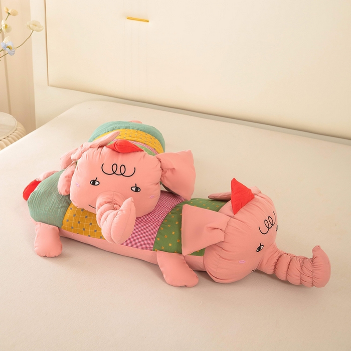 91家纺网 家纺一手货源 找家纺 梦莱家纺 2026新款多彩小象荞麦枕 多彩小象-粉