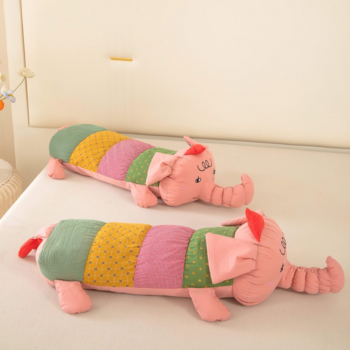 91家纺网 家纺一手货源 找家纺 梦莱家纺 2026新款多彩小象荞麦枕 多彩小象-粉