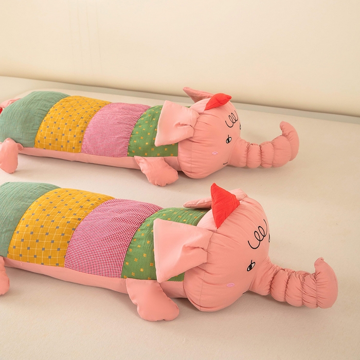 91家纺网 家纺一手货源 找家纺 梦莱家纺 2026新款多彩小象荞麦枕 多彩小象-粉