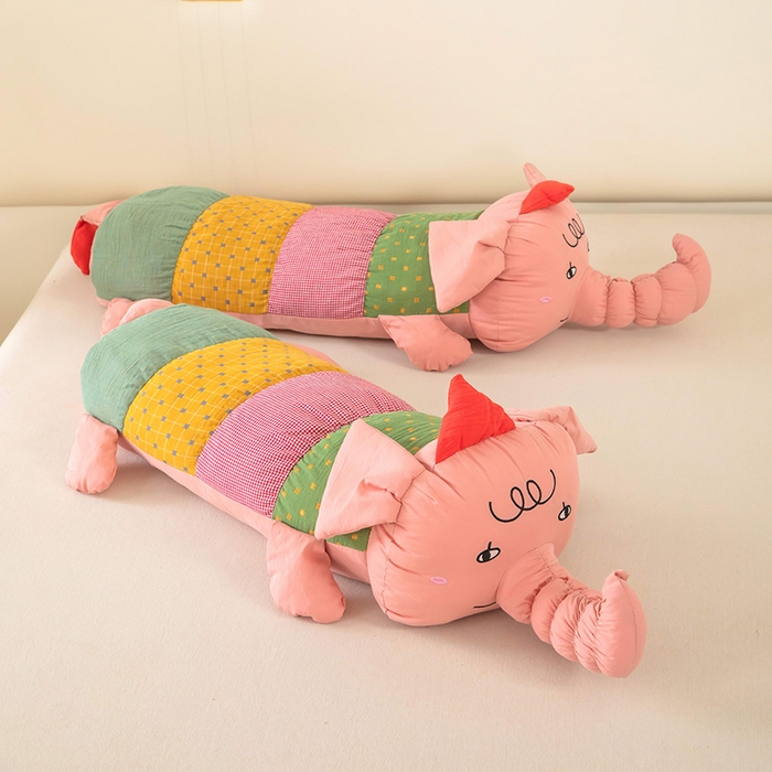 91家纺网 家纺一手货源 找家纺 梦莱家纺 2026新款多彩小象荞麦枕 多彩小象-粉