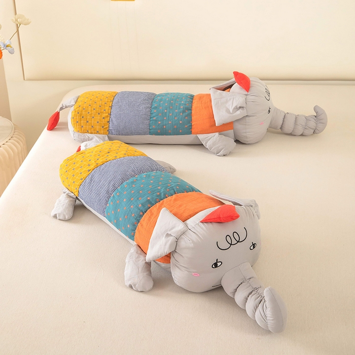 91家纺网 家纺一手货源 找家纺 梦莱家纺 2026新款多彩小象荞麦枕 多彩小象-灰