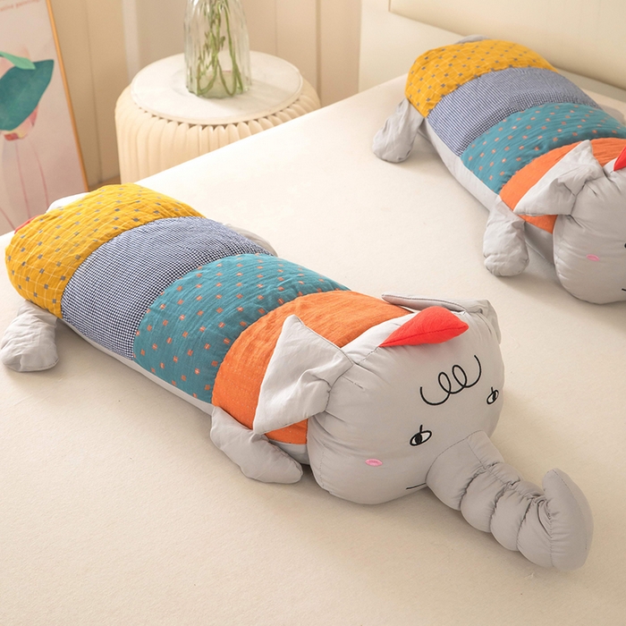 91家纺网 家纺一手货源 找家纺 梦莱家纺 2026新款多彩小象荞麦枕 多彩小象-灰