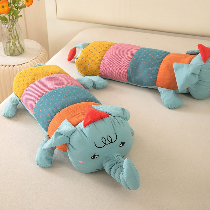 91家纺网 家纺一手货源 找家纺 梦莱家纺 2026新款多彩小象荞麦枕 多彩小象-蓝