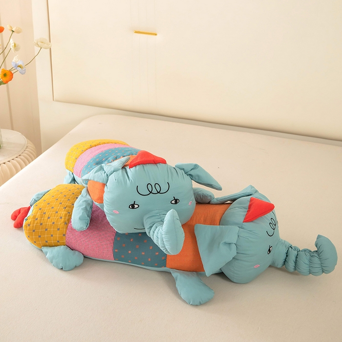 91家纺网 家纺一手货源 找家纺 梦莱家纺 2026新款多彩小象荞麦枕 多彩小象-蓝