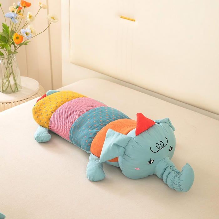 91家纺网 家纺一手货源 找家纺 梦莱家纺 2026新款多彩小象荞麦枕 多彩小象-蓝