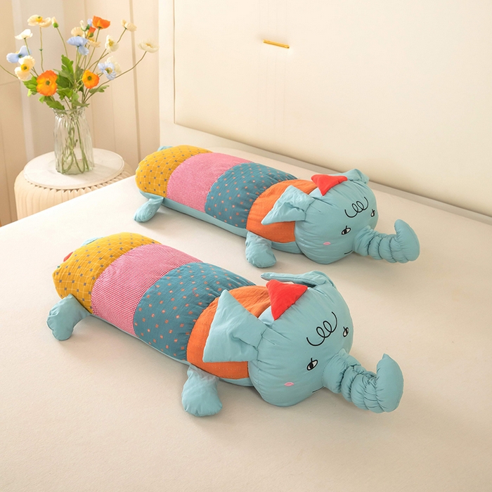 梦莱家纺 2026新款多彩小象荞麦枕 多彩小象-蓝