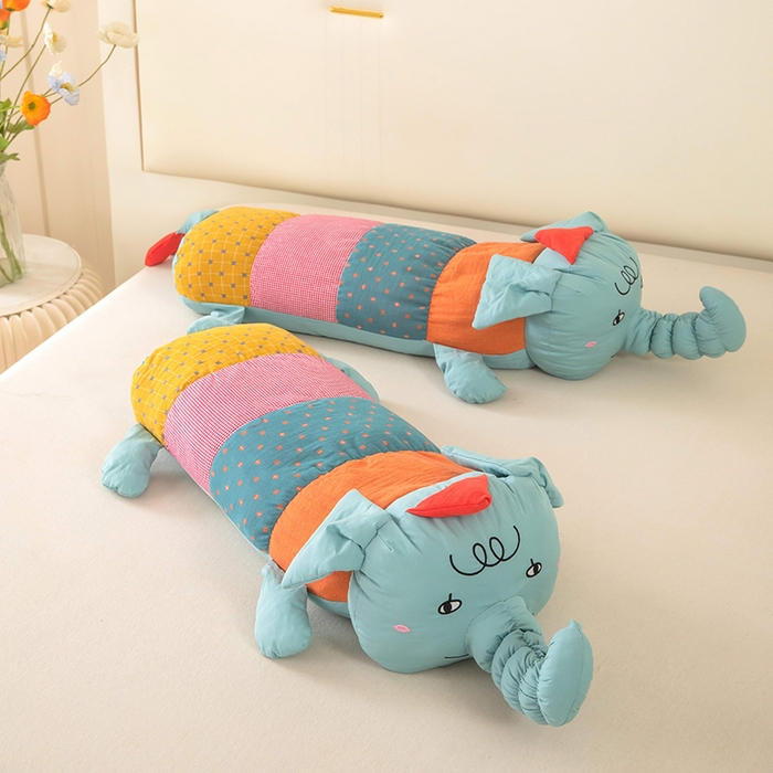 91家纺网 家纺一手货源 找家纺 梦莱家纺 2026新款多彩小象荞麦枕 多彩小象-蓝