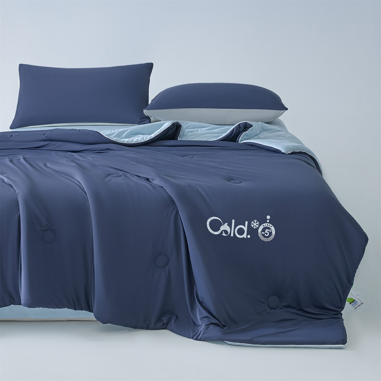 91家纺网 家纺一手货源 找家纺 永耀家纺 2026新款纯色双拼凉感丝大豆夏被夏凉被空调被 凉感-蔚蓝