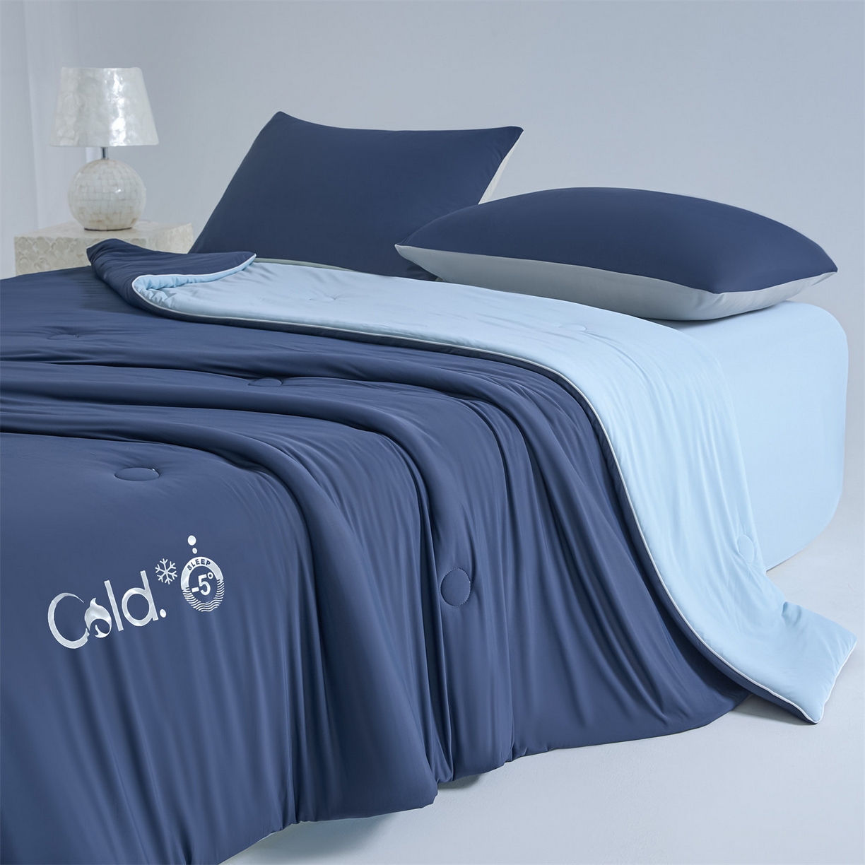 91家纺网 家纺一手货源 找家纺 永耀家纺 2026新款纯色双拼凉感丝大豆夏被夏凉被空调被 凉感-蔚蓝