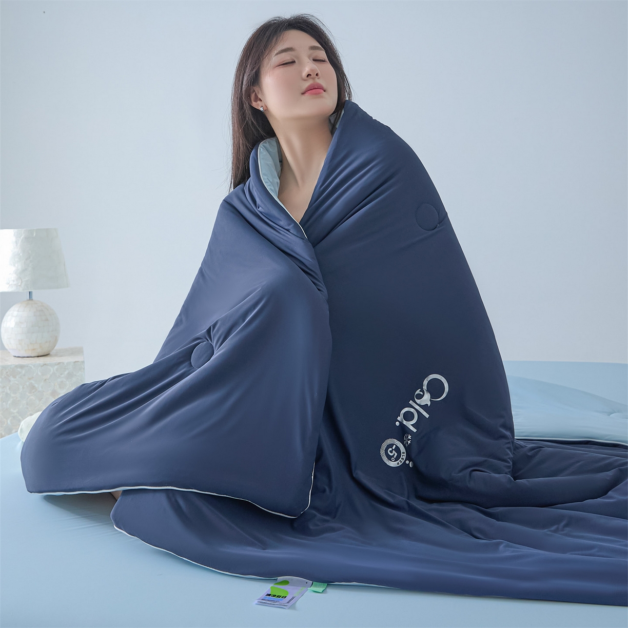 91家纺网 家纺一手货源 找家纺 永耀家纺 2026新款纯色双拼凉感丝大豆夏被夏凉被空调被 凉感-蔚蓝