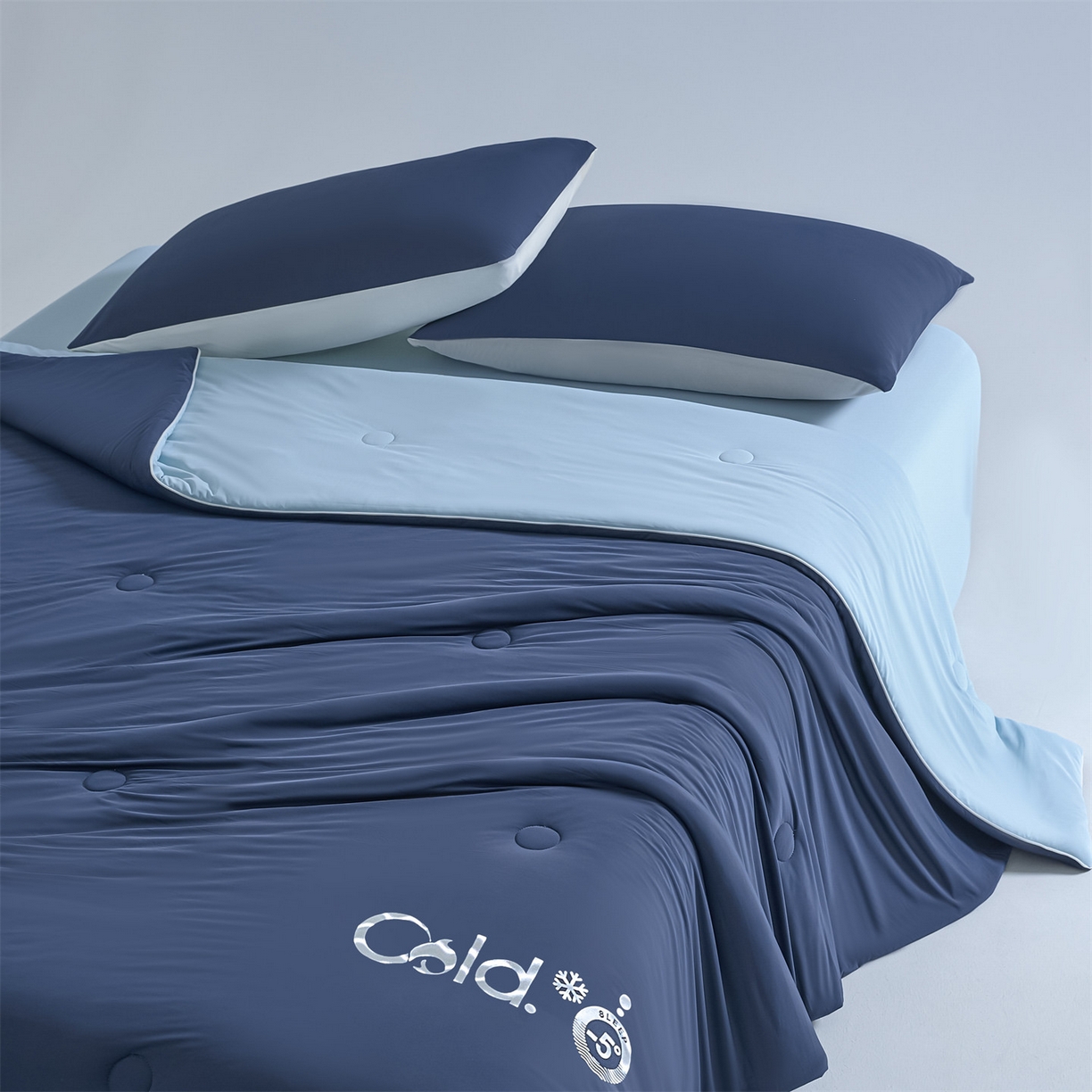 91家纺网 家纺一手货源 找家纺 永耀家纺 2026新款纯色双拼凉感丝大豆夏被夏凉被空调被 凉感-蔚蓝