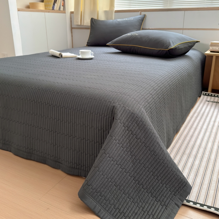 91家纺网 家纺一手货源 找家纺 Sweet dreams甜梦 2026新款全棉纯棉刺绣嵌绳床盖四件套 古典灰