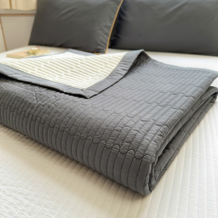 91家纺网 家纺一手货源 找家纺 Sweet dreams甜梦 2026新款全棉纯棉刺绣嵌绳床盖四件套 古典灰