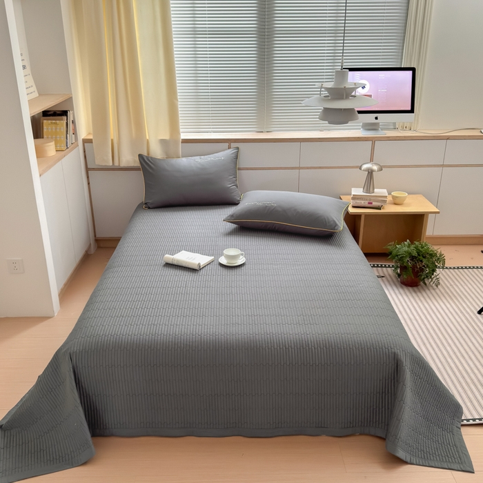 91家纺网 家纺一手货源 找家纺 Sweet dreams甜梦 2026新款全棉纯棉刺绣嵌绳床盖四件套 古典灰