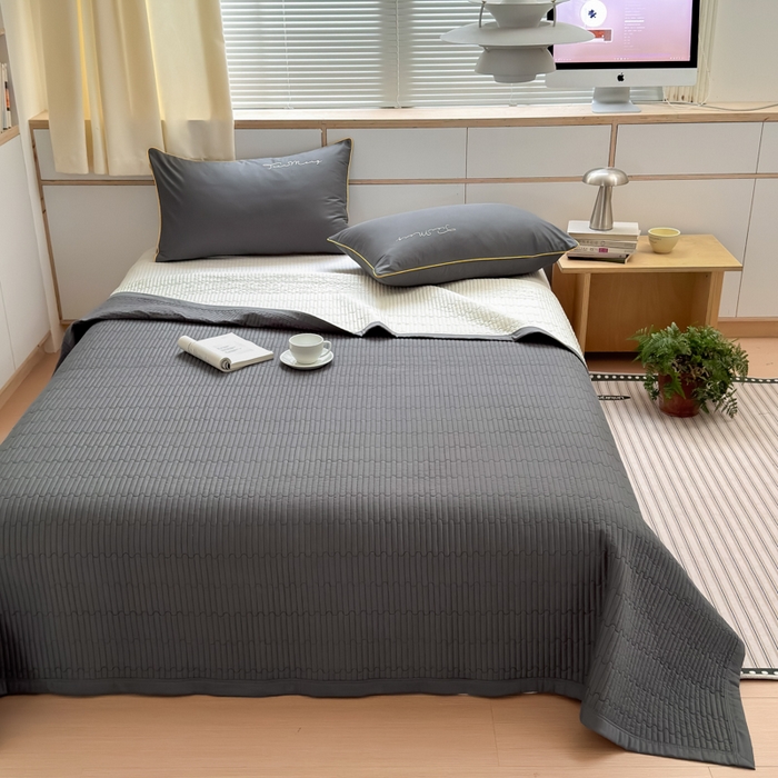 91家纺网 家纺一手货源 找家纺 Sweet dreams甜梦 2026新款全棉纯棉刺绣嵌绳床盖四件套 古典灰