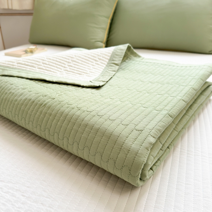 91家纺网 家纺一手货源 找家纺 Sweet dreams甜梦 2026新款全棉纯棉刺绣嵌绳床盖四件套 豆蔻绿