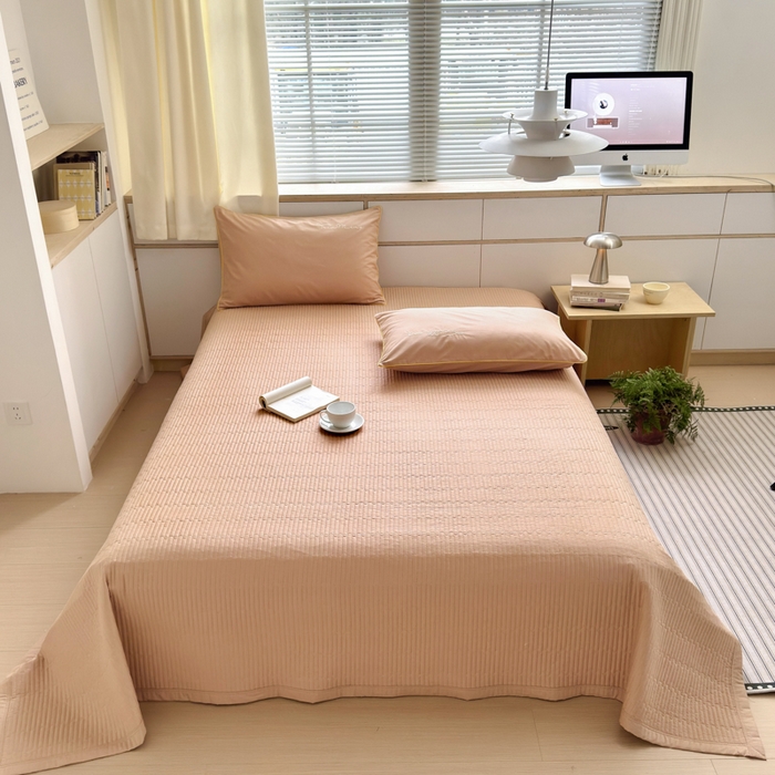 91家纺网 家纺一手货源 找家纺 Sweet dreams甜梦 2026新款全棉纯棉刺绣嵌绳床盖四件套 贝壳粉