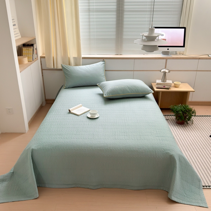 91家纺网 家纺一手货源 找家纺 Sweet dreams甜梦 2026新款全棉纯棉刺绣嵌绳床盖四件套 莫兰迪