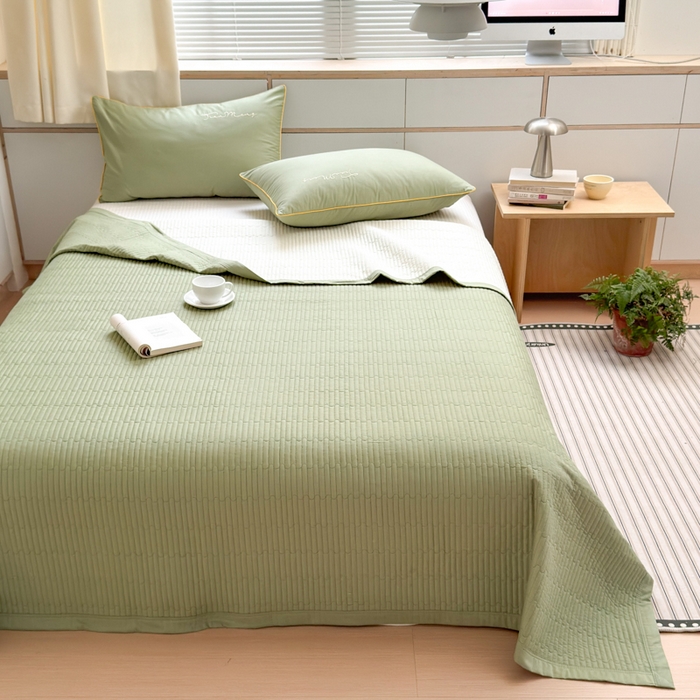 91家纺网 家纺一手货源 找家纺 Sweet dreams甜梦 2026新款全棉纯棉刺绣嵌绳床盖四件套 豆蔻绿