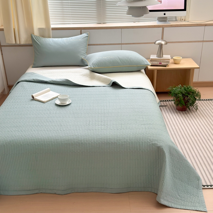 91家纺网 家纺一手货源 找家纺 Sweet dreams甜梦 2026新款全棉纯棉刺绣嵌绳床盖四件套 莫兰迪