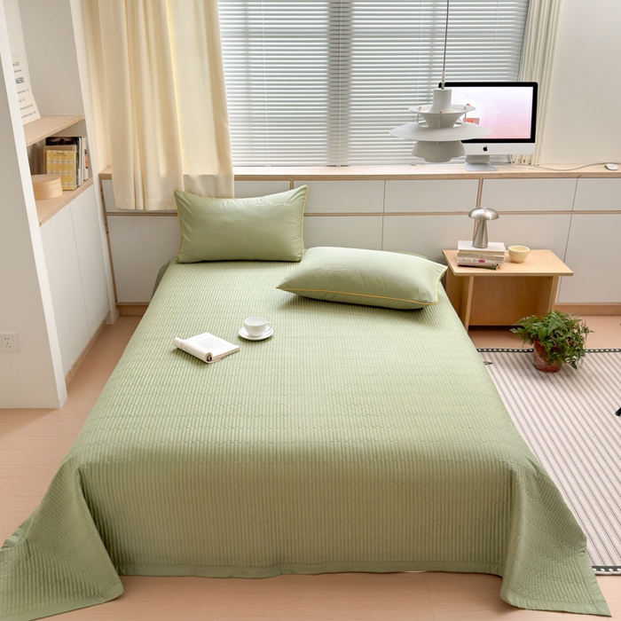 91家纺网 家纺一手货源 找家纺 Sweet dreams甜梦 2026新款全棉纯棉刺绣嵌绳床盖四件套 豆蔻绿