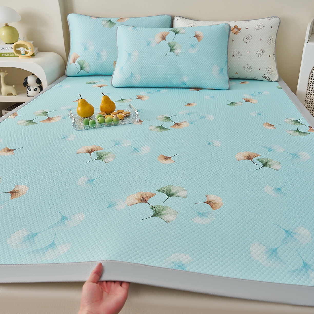 91家纺网 家纺一手货源 找家纺 （总）奇丝雅 2026新款A类印花冰豆豆凉席三明治透气网冰丝凉席家用双人冰丝席床单可机洗大床图