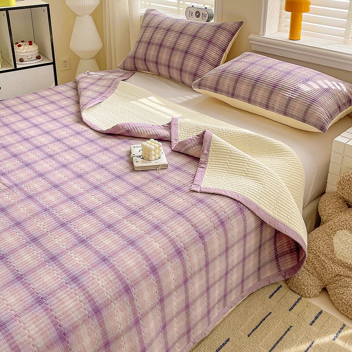 91家纺网 家纺一手货源 找家纺 （总）梦精灵家纺 2026新款全棉纯棉色织水洗棉四件套绗缝夹棉床盖防滑床单四季通用米单人学生宿舍